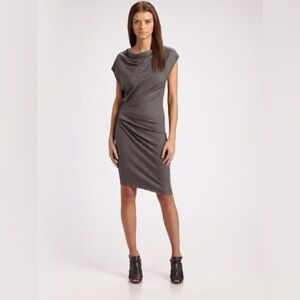 Helmut Lang Dress / XS / Asymmetrical / Gray / Minimalist / Designer / Draped